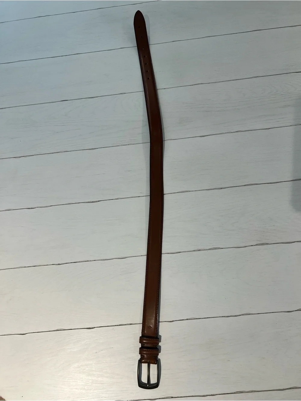 Joseph Abboud Brown Leather Belt with Gunmetal Buckle